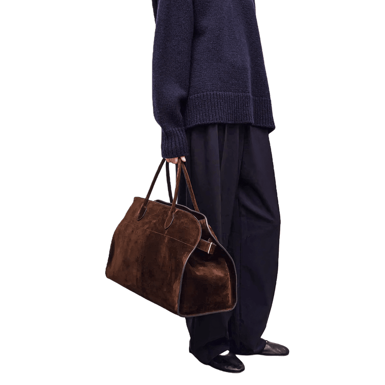 The Row Soft Margaux 17 Bag in Suede