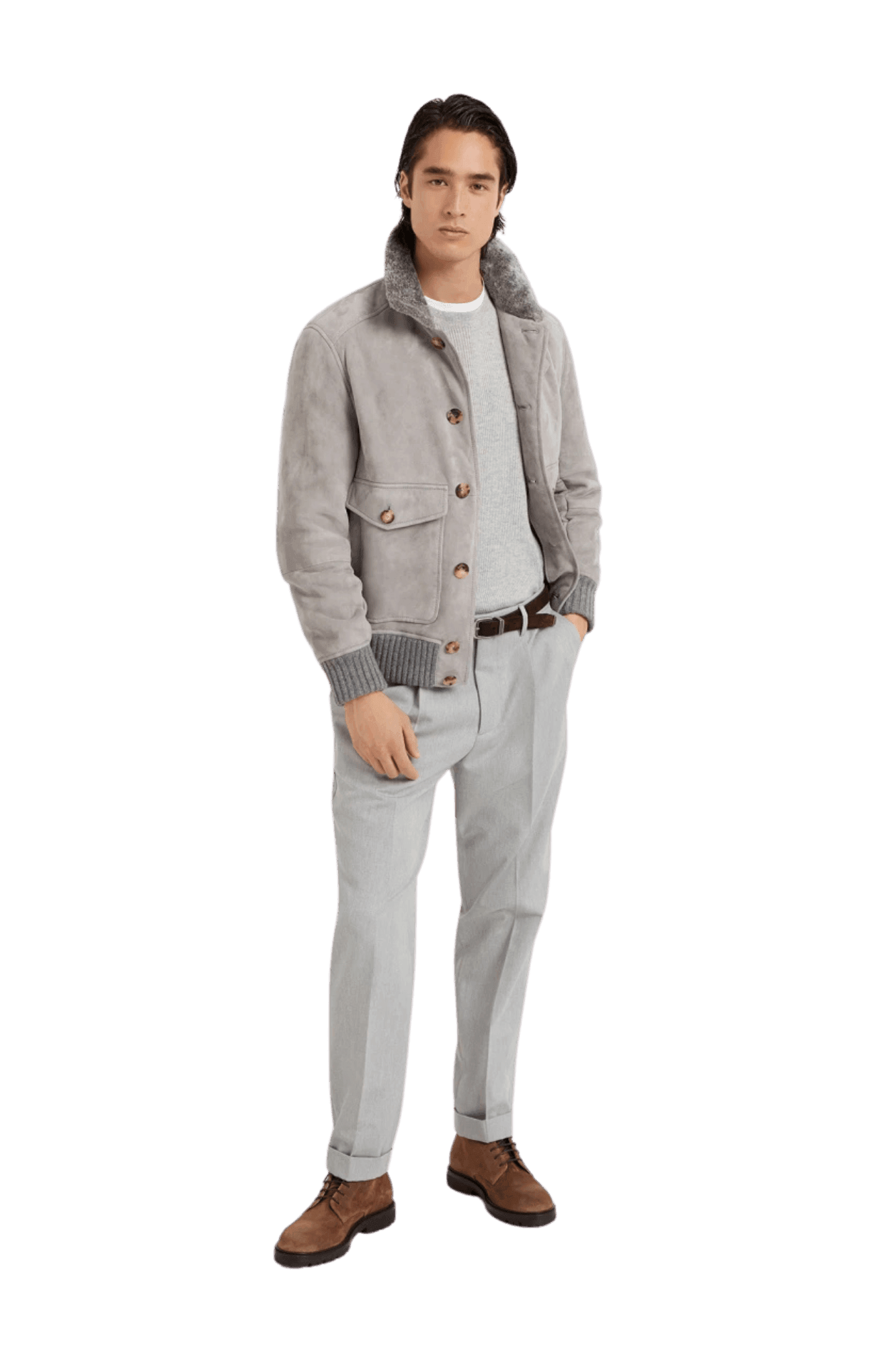 <tc>Brunello Cucinelli</tc> Suéter de cachemira con canalé inglés para hombre