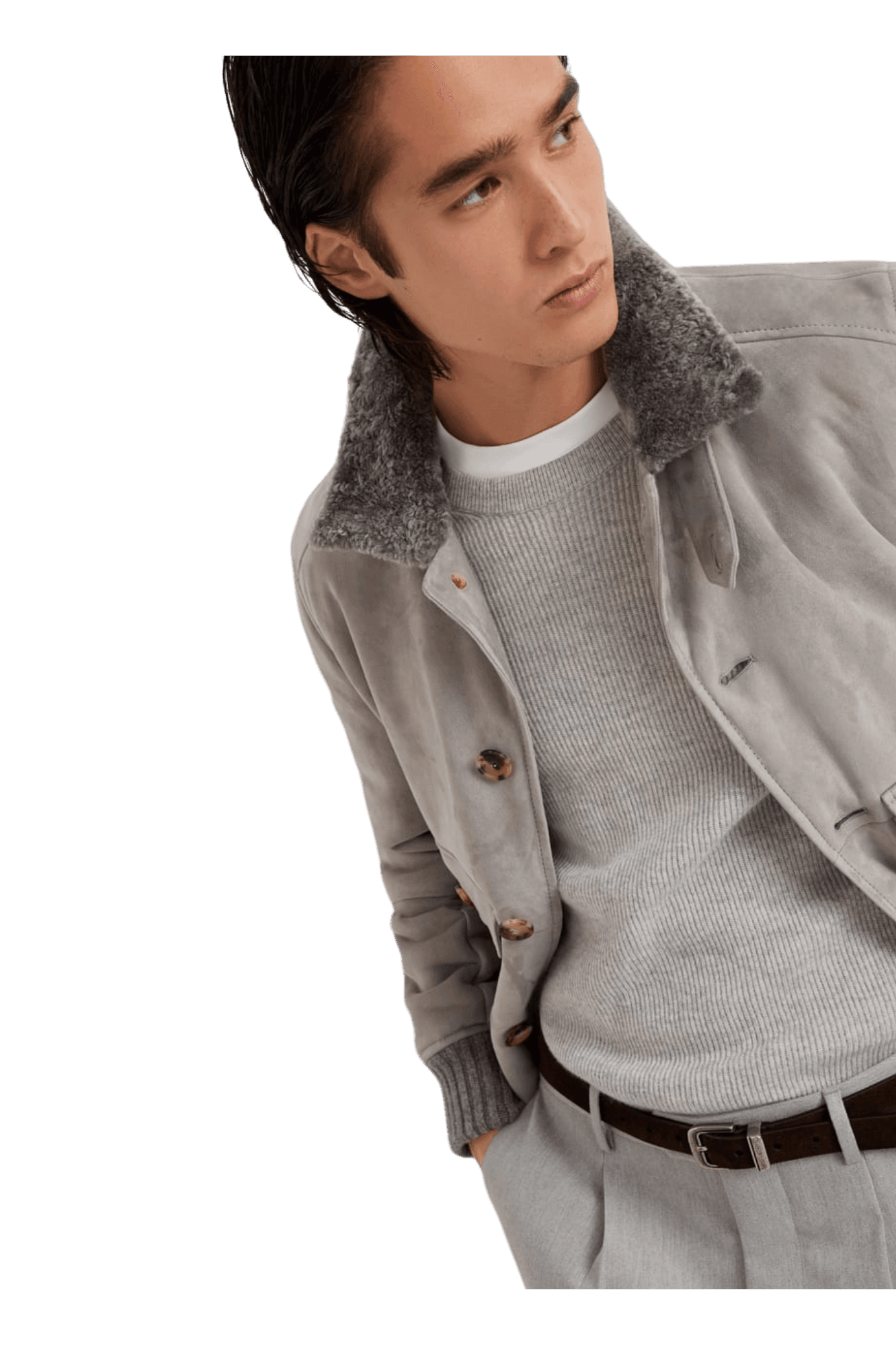<tc>Brunello Cucinelli</tc> Suéter de cachemira con canalé inglés para hombre
