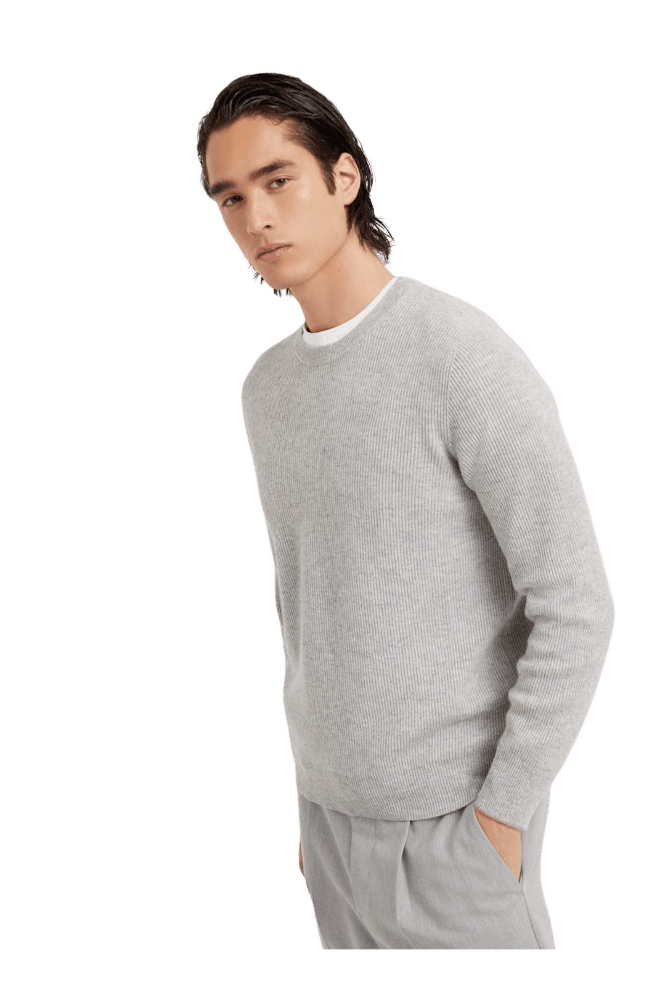 <tc>Brunello Cucinelli</tc> Suéter de cachemira con canalé inglés para hombre