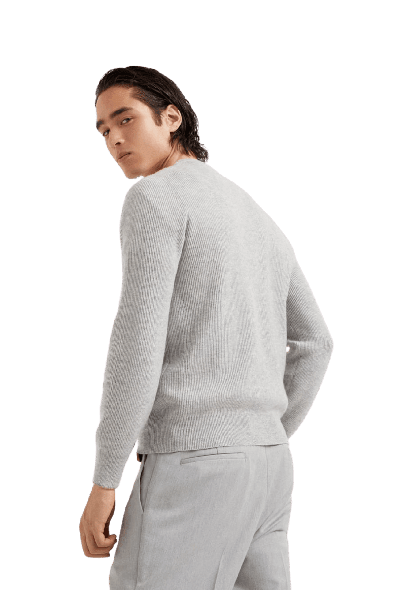 <tc>Brunello Cucinelli</tc> Suéter de cachemira con canalé inglés para hombre
