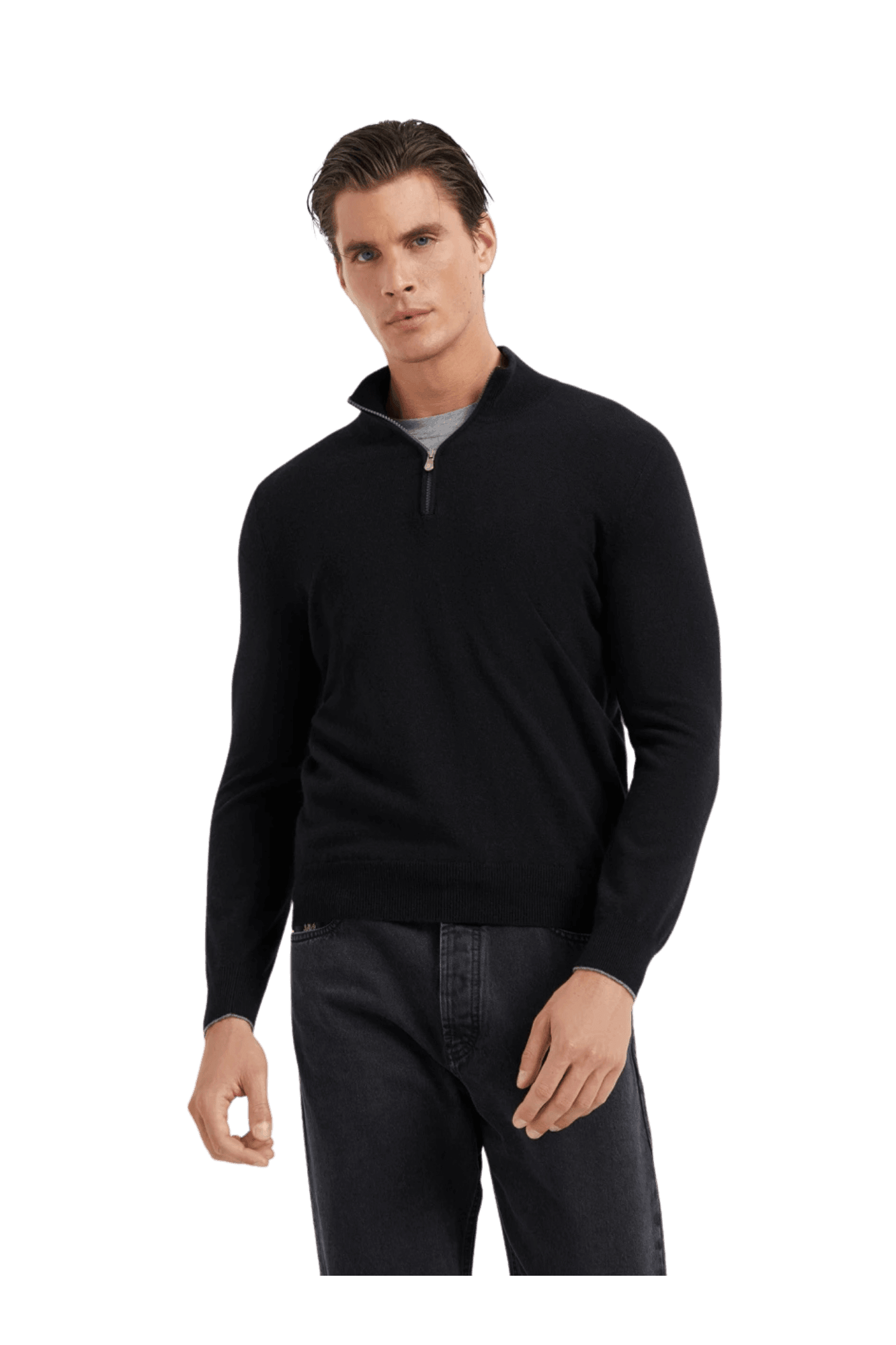Brunello Cucinelli Men's Cashmere Turtleneck Sweater With Zipper