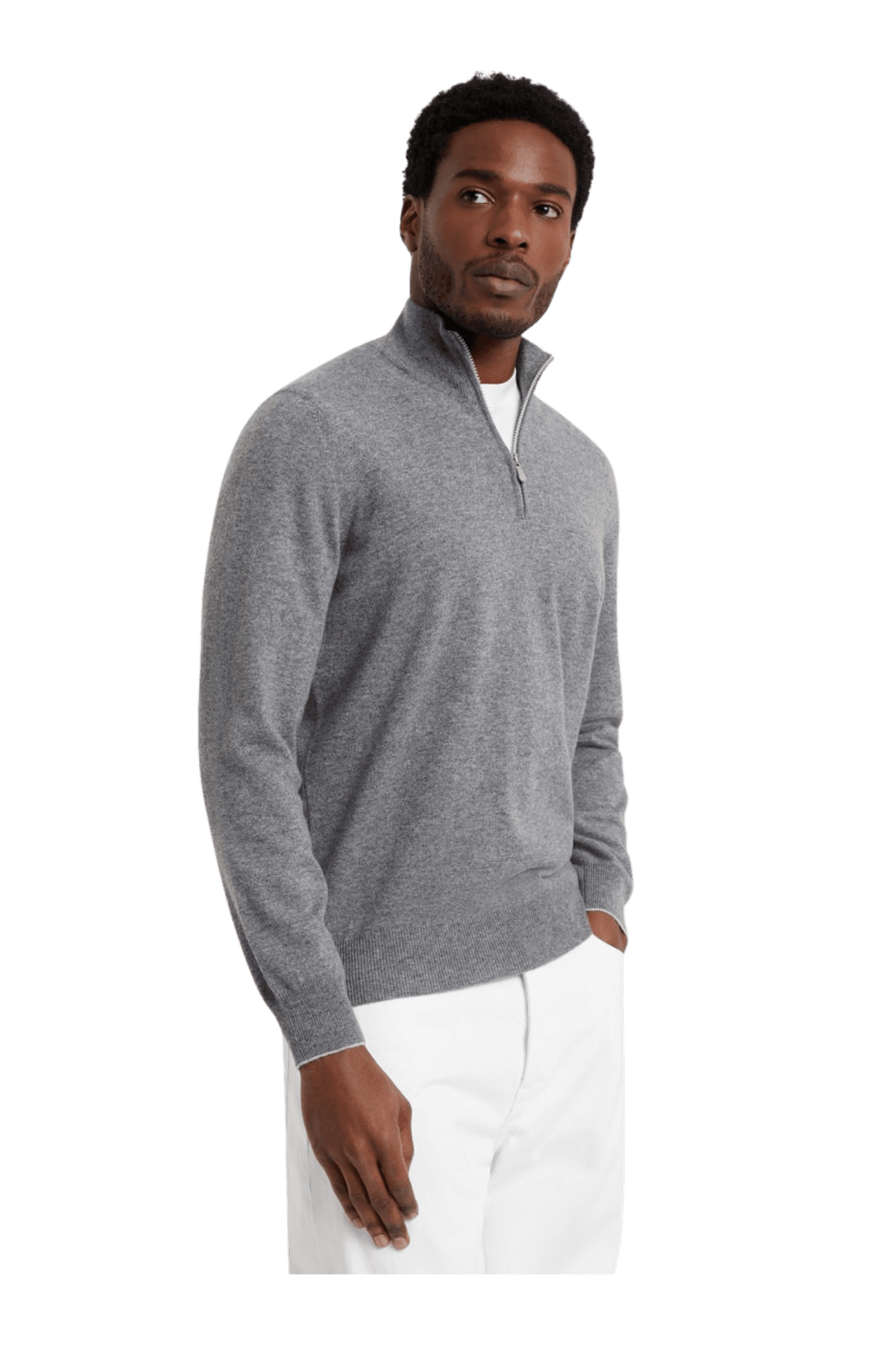 Brunello Cucinelli Men's Cashmere Turtleneck Sweater With Zipper