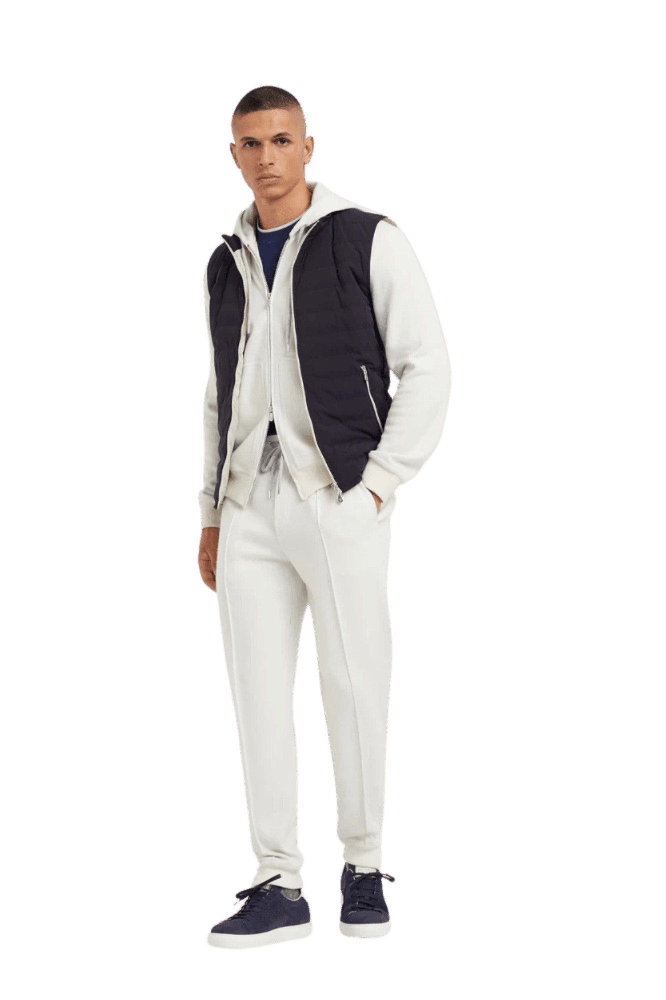 <tc>Brunello Cucinelli</tc> 男士棉質平紋針織圓領T卹,仿層疊設計