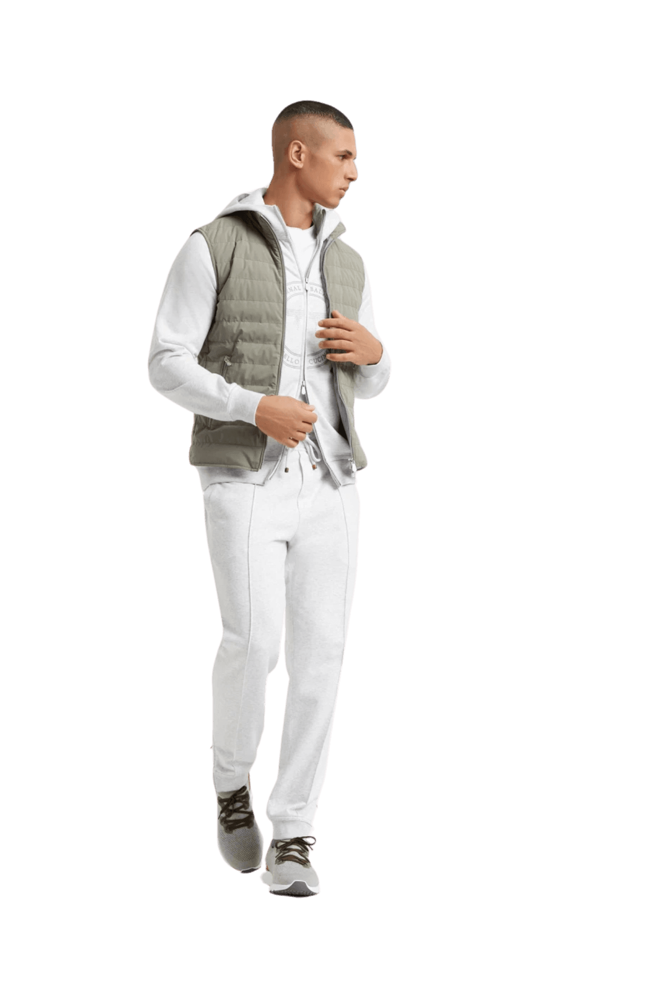 <tc>Brunello Cucinelli</tc> 男士棉質平紋針織圓領T卹,仿層疊設計