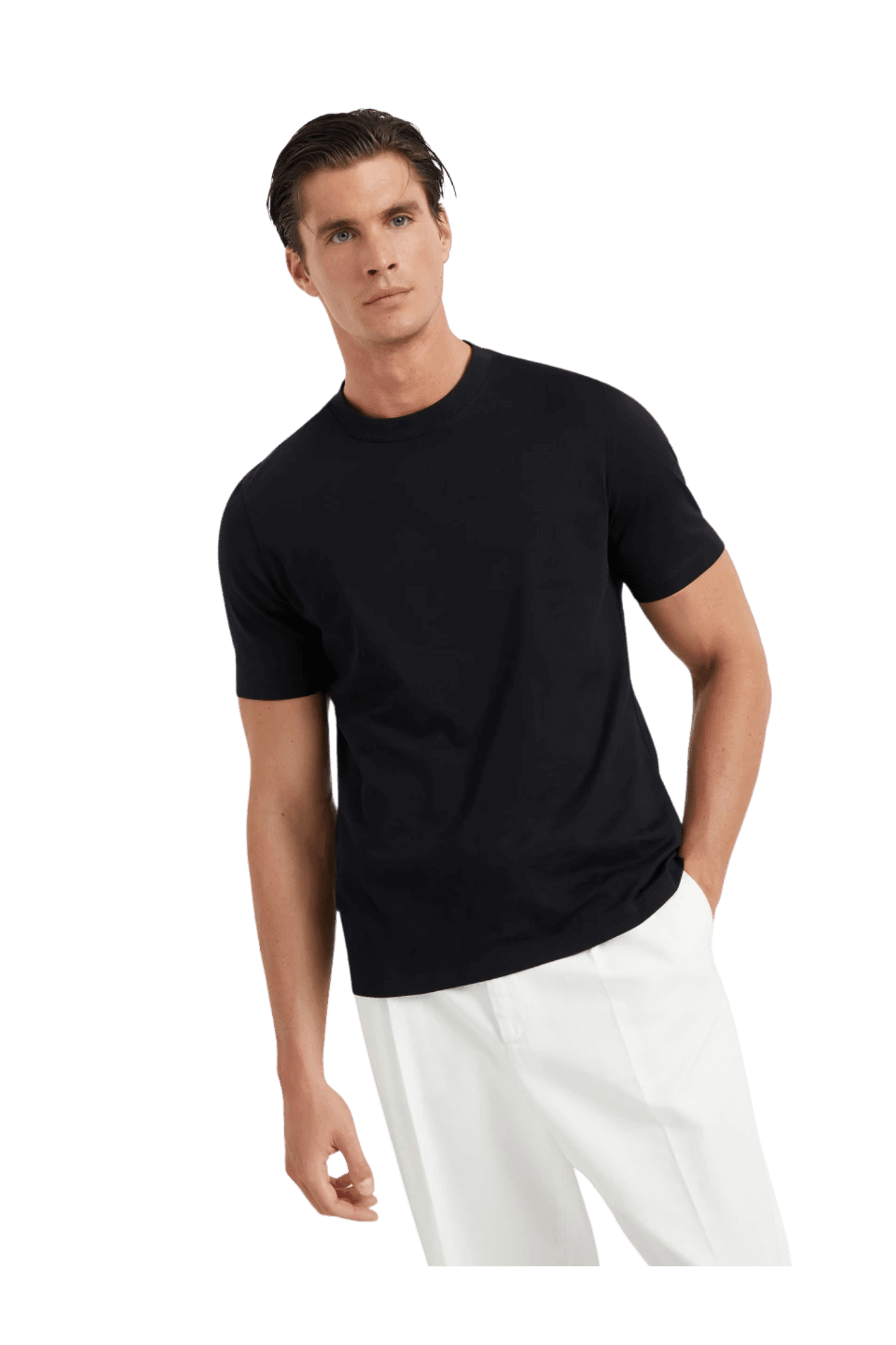 <tc>Brunello Cucinelli</tc> เสื้อยืดคอกลมผ้าคอตตอนเจอร์ซีย์สำหรับผู้ชาย