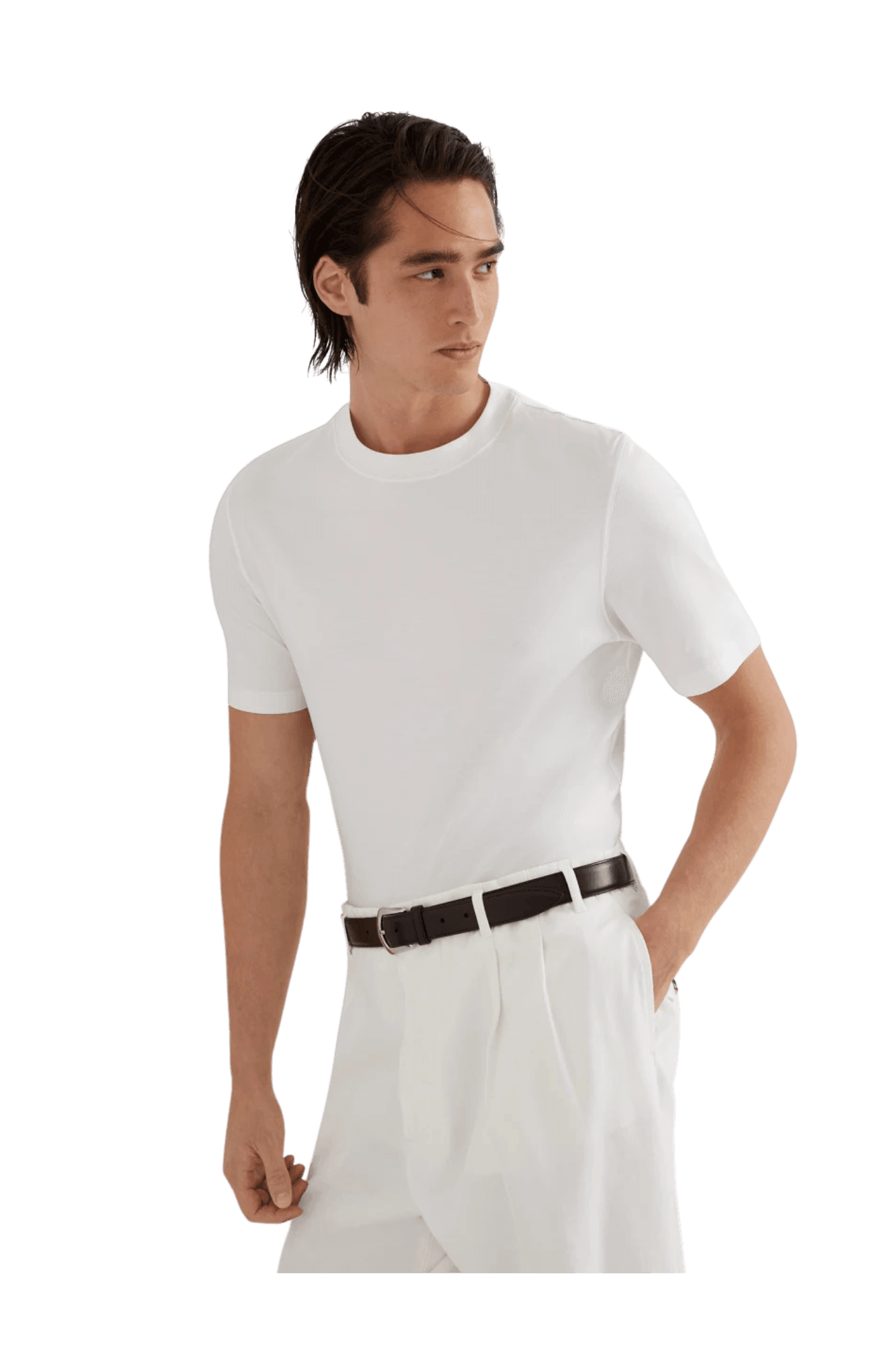 <tc>Brunello Cucinelli</tc> เสื้อยืดคอกลมผ้าคอตตอนเจอร์ซีย์สำหรับผู้ชาย