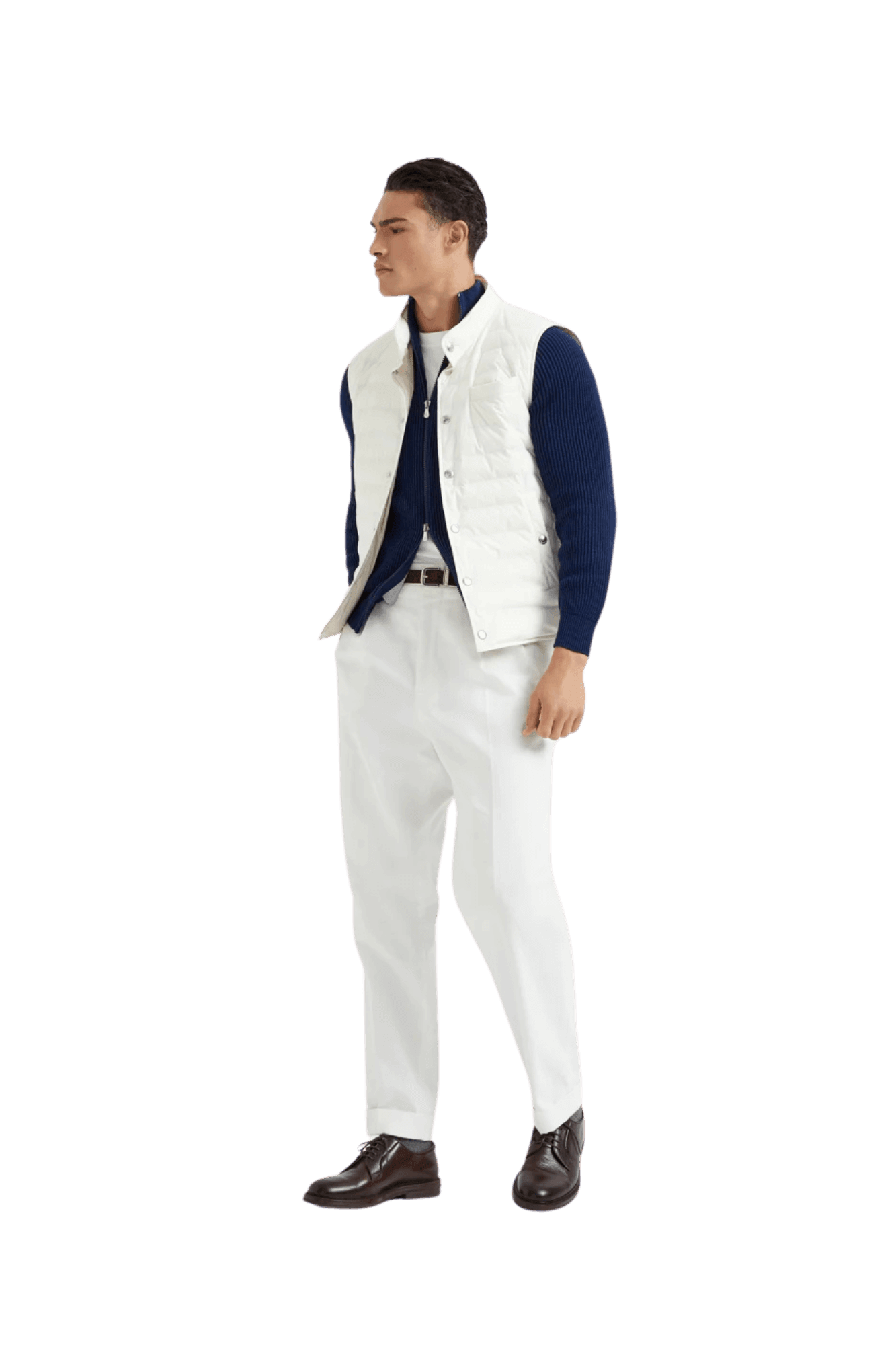 <tc>Brunello Cucinelli</tc> 男士 Malfilé 棉質英式羅紋拉鍊開襟衫