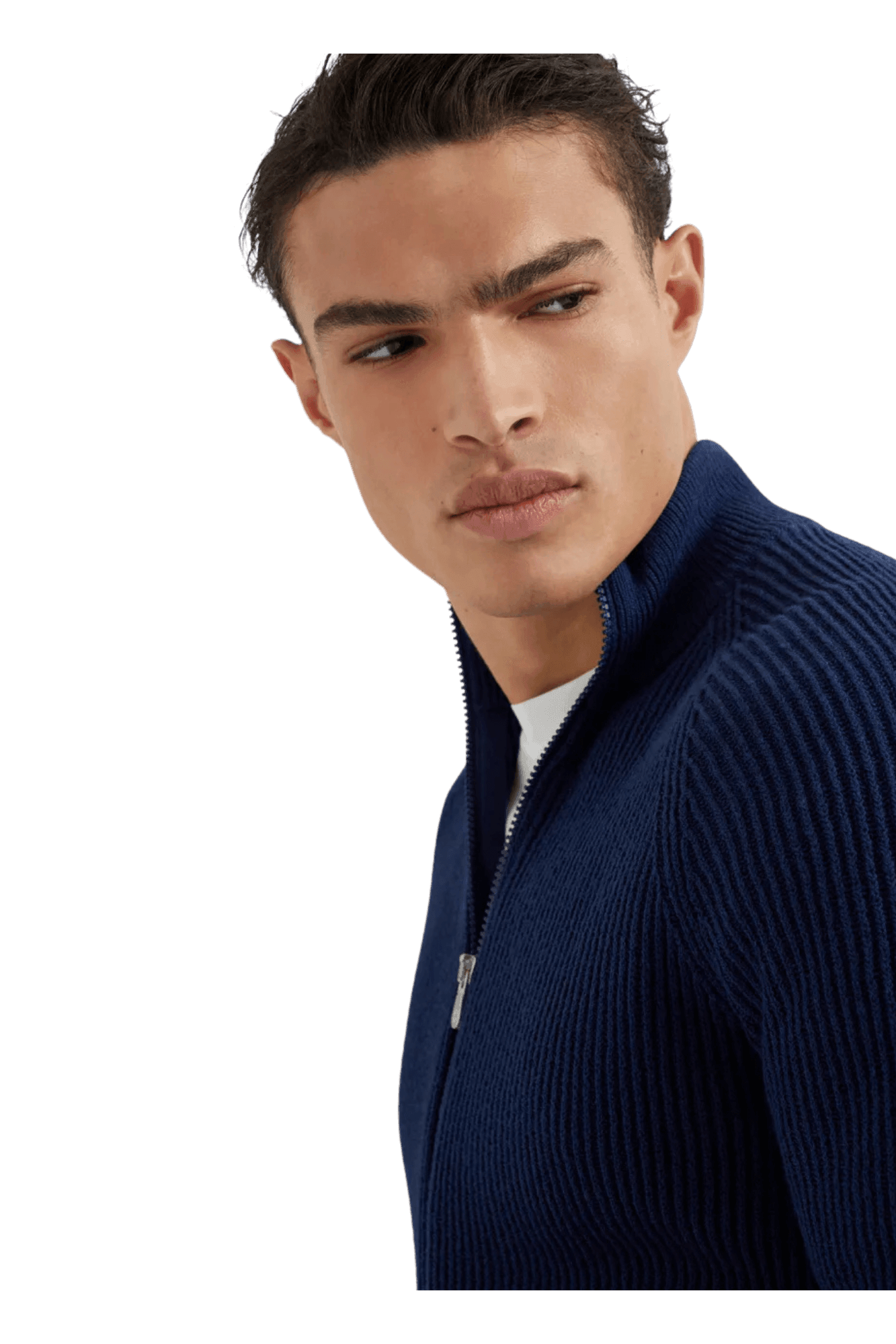 <tc>Brunello Cucinelli</tc> 男士 Malfilé 棉質英式羅紋拉鍊開襟衫