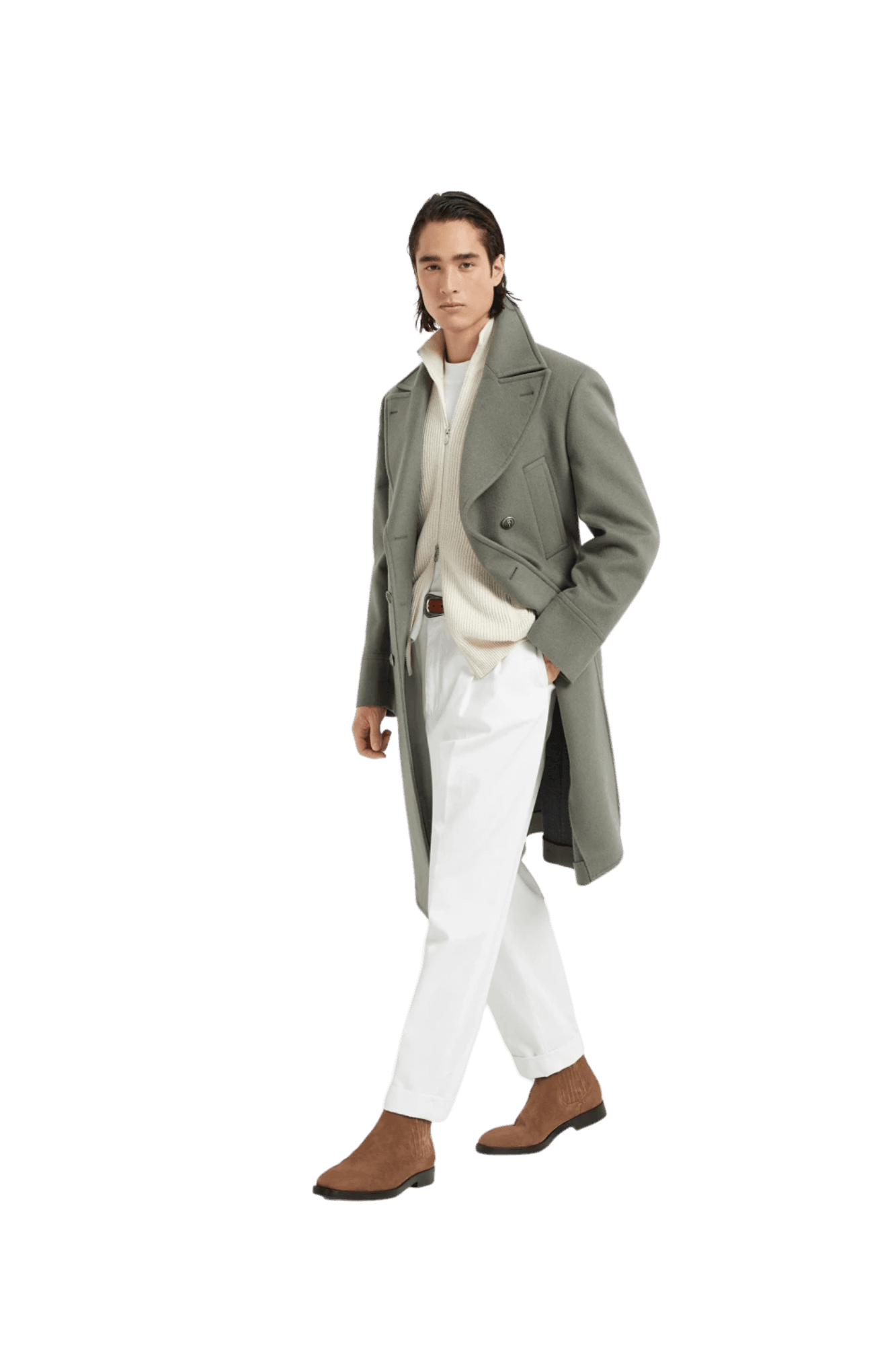 <tc>Brunello Cucinelli</tc> 男士 Malfilé 棉質英式羅紋拉鍊開襟衫