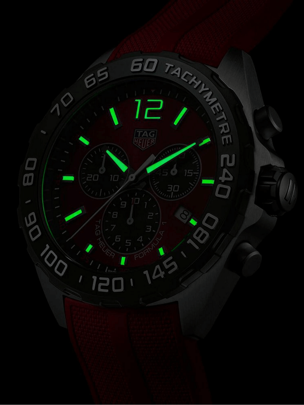 Montre pour homme TAG Heuer Formula 1 Chronograph 43 mm à quartz, rouge et caoutchouc