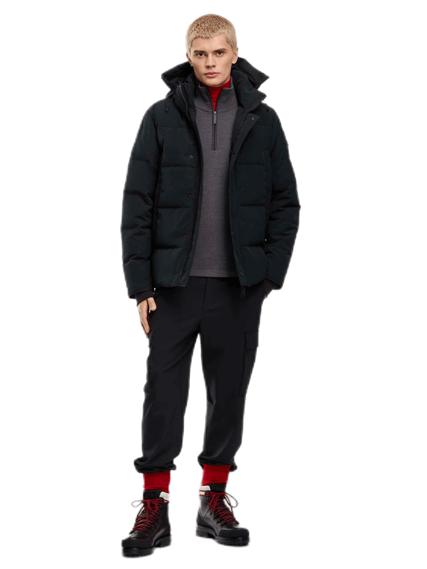 Canada Goose 男士Wyndham派克大衣黑标版