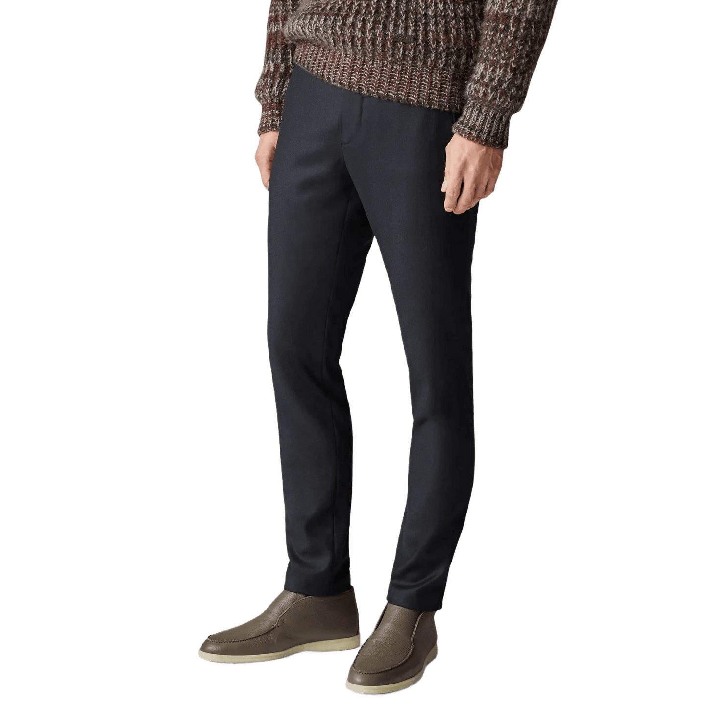 <tc>Loro Piana</tc> Botín de paseo abierto para hombre (piel de ciervo con pelo de castorino)