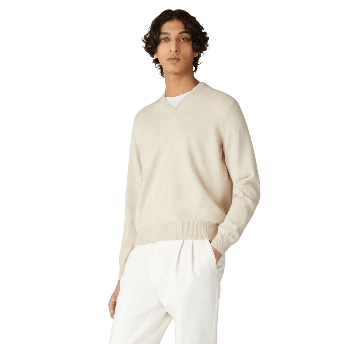 <tc>Loro Piana</tc> Cuello en V clásico para hombre