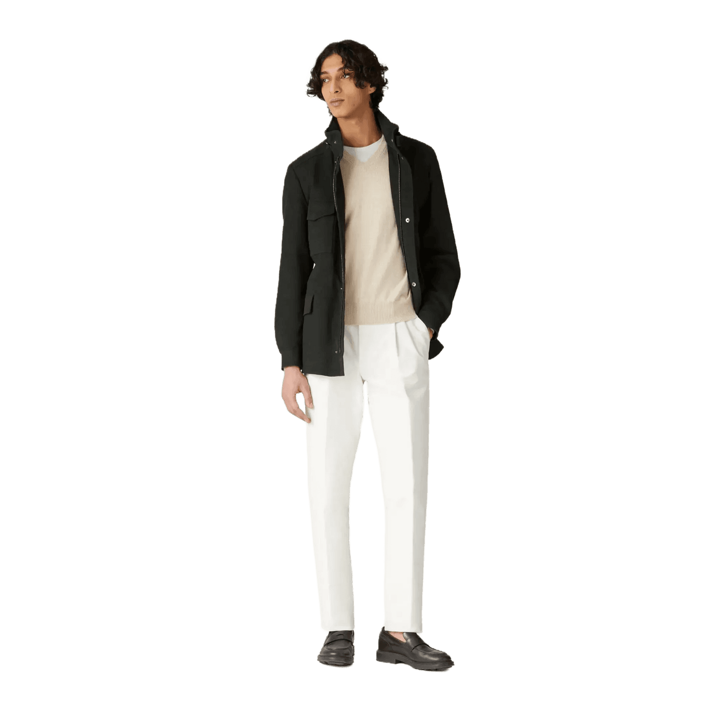 <tc>Loro Piana</tc> Cuello en V clásico para hombre