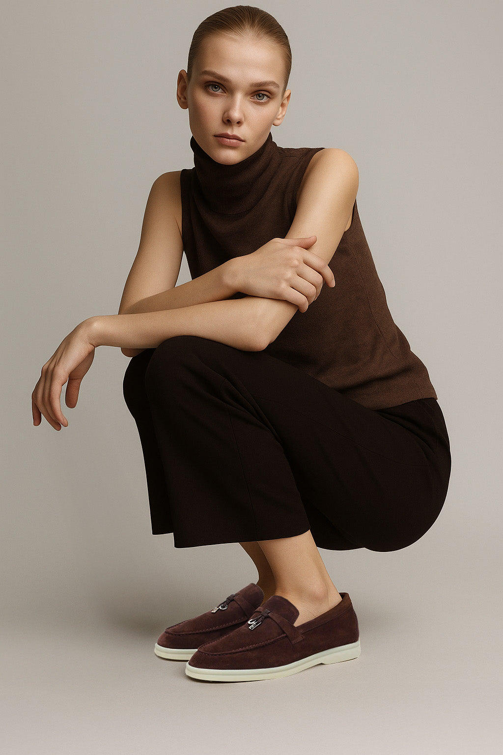 <tc>Loro Piana</tc> حذاء لوفرز صيفي للنساء من تشارمز ووك (جلد سويدي)