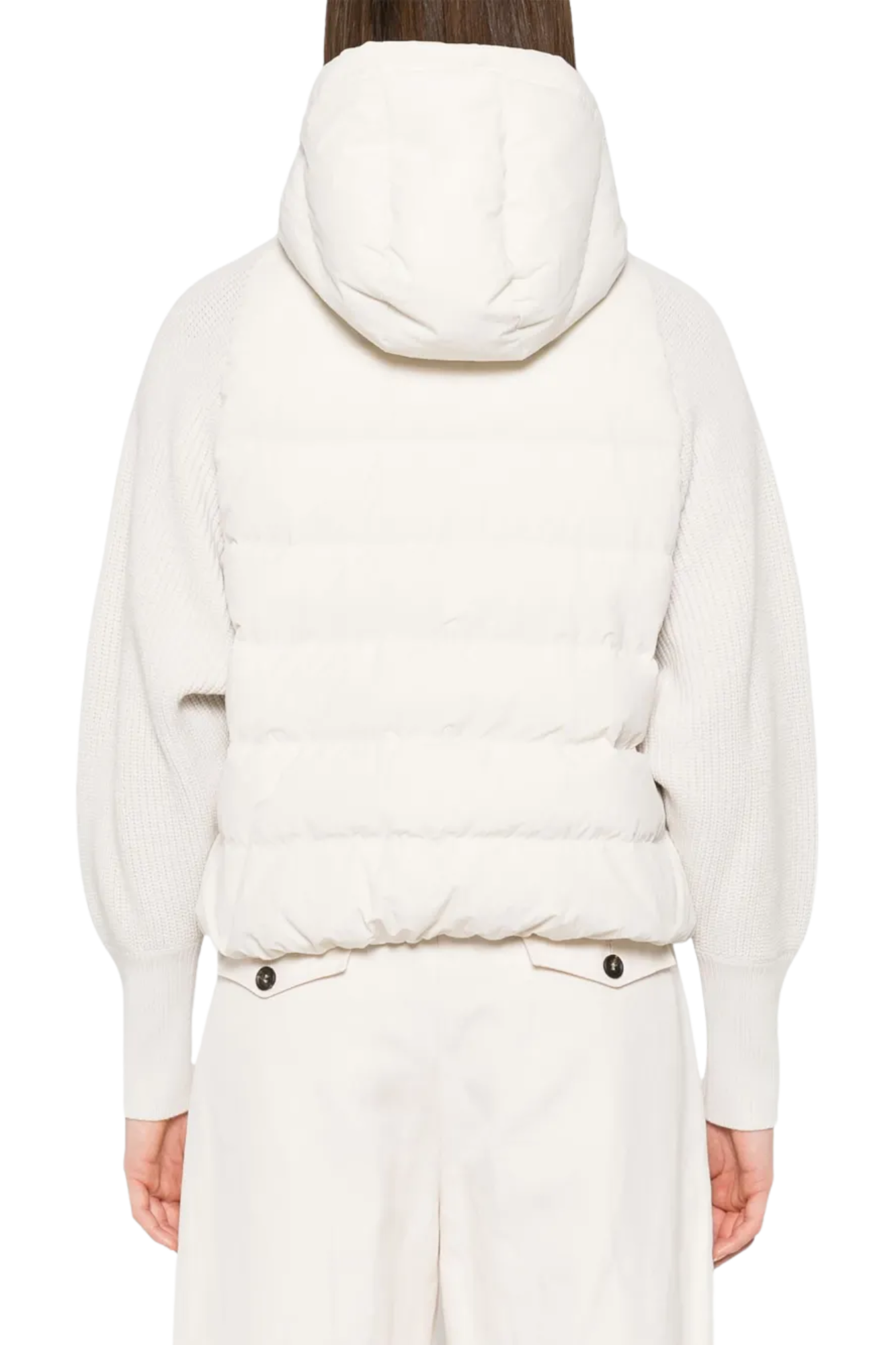 Brunello Cucinelli Women's Hooded Knitted-sleeve Puffer Jacket