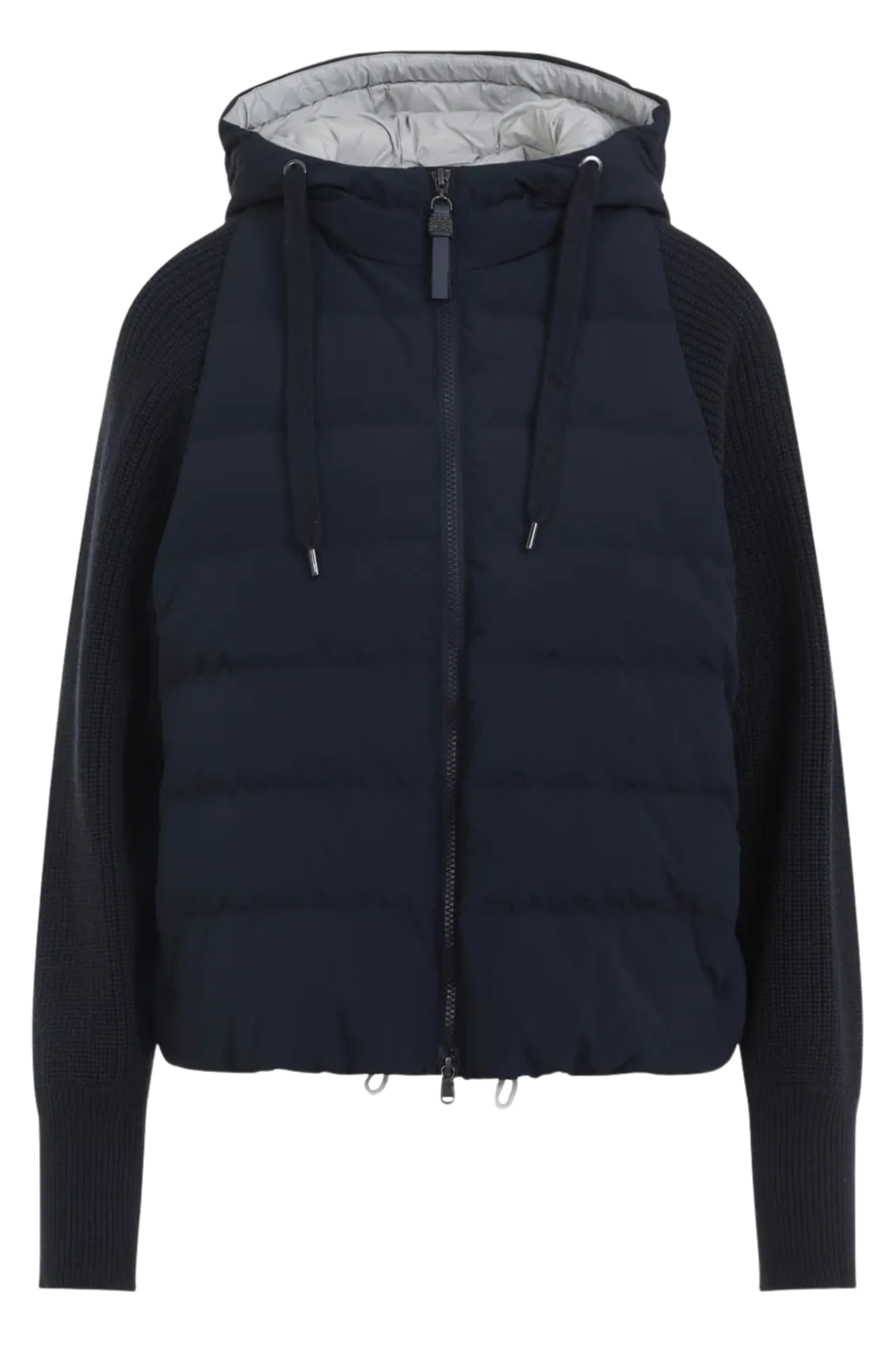 Brunello Cucinelli Women's Hooded Knitted-sleeve Puffer Jacket
