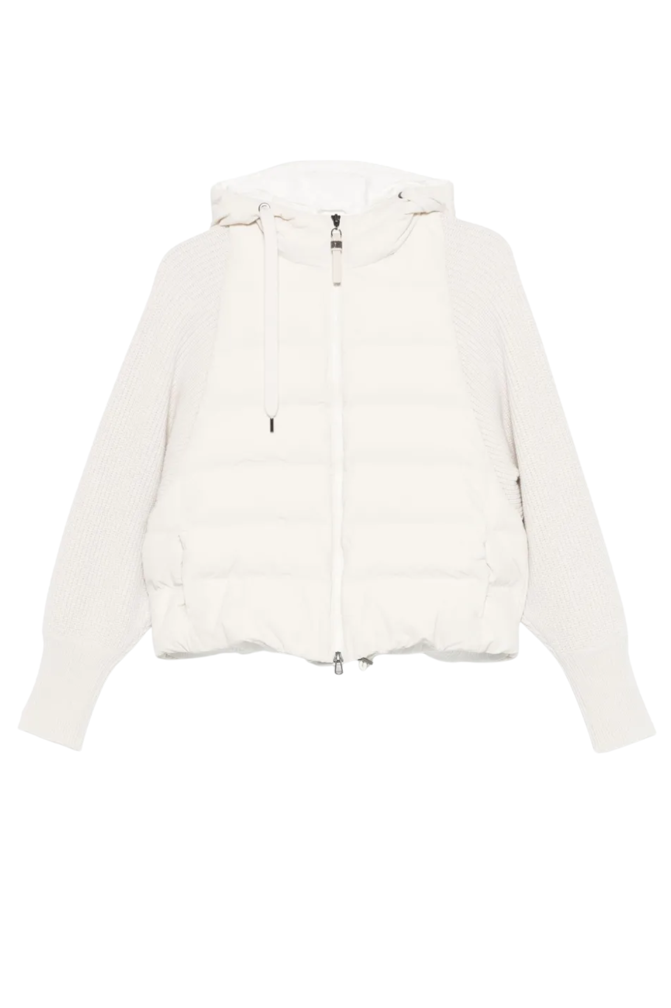 Brunello Cucinelli Women's Hooded Knitted-sleeve Puffer Jacket