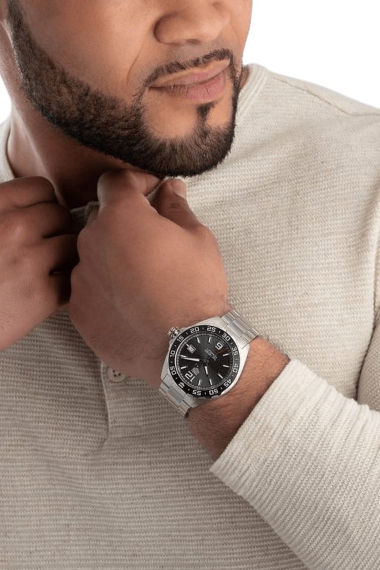 <tc>TAG Heuer</tc> Reloj automático para hombre Fórmula 1 Calibre 5 de acero gris con cronógrafo de 43 mm