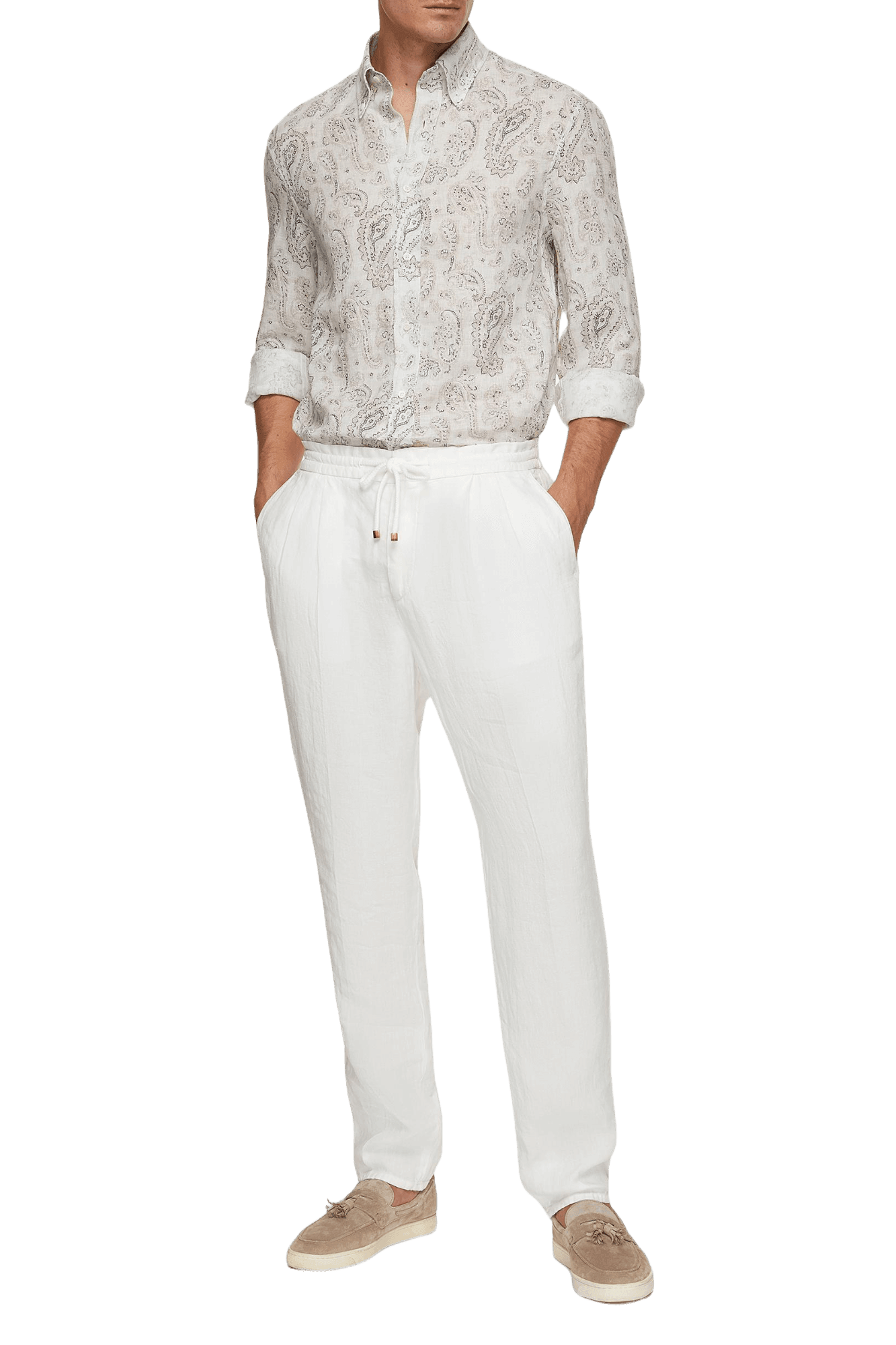 <tc>Brunello Cucinelli</tc> Camisa básica de cachemira para hombre con cuello abotonado