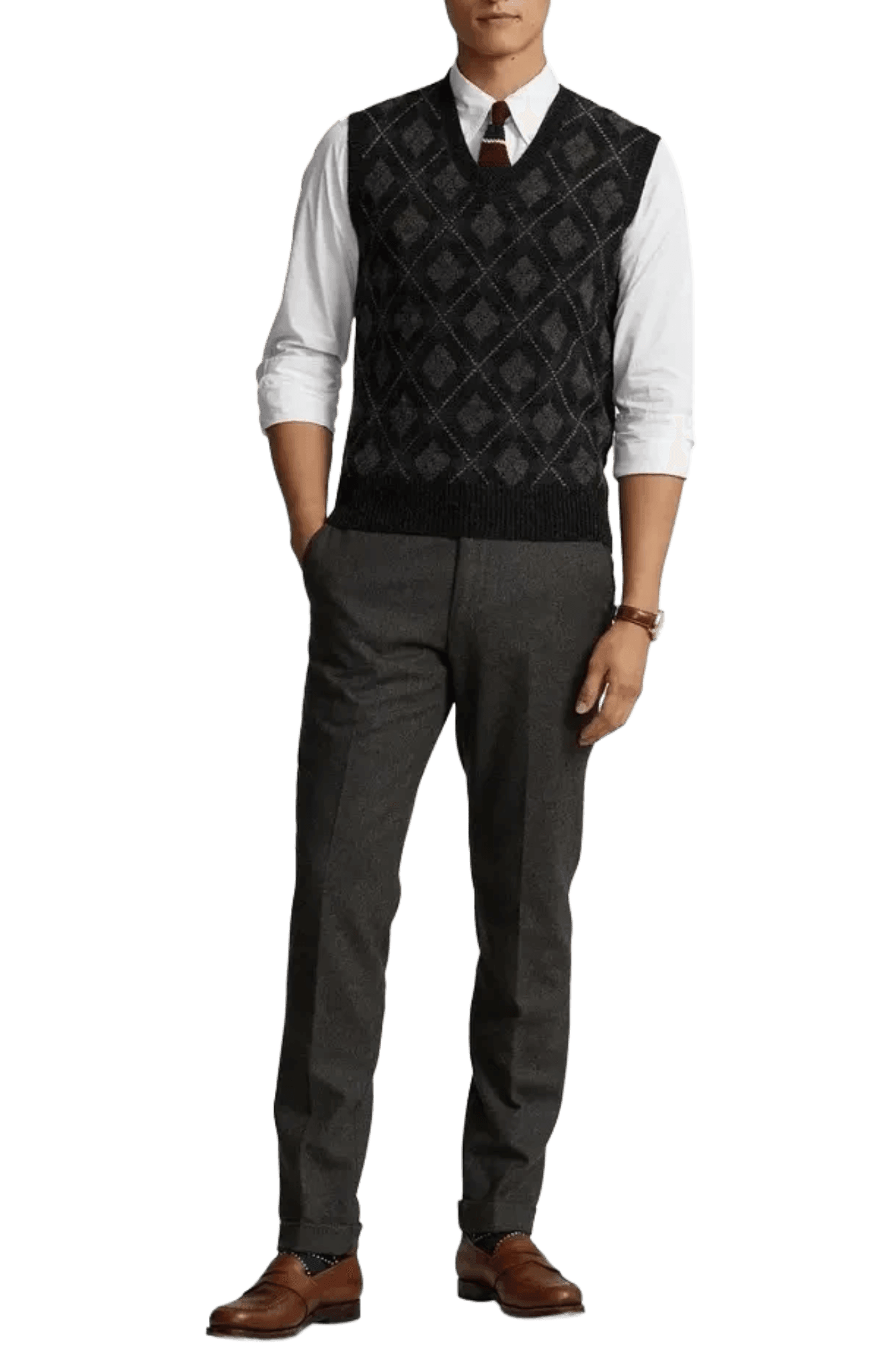 <tc>Ralph Lauren</tc> Chaleco de lana con rombos para hombre