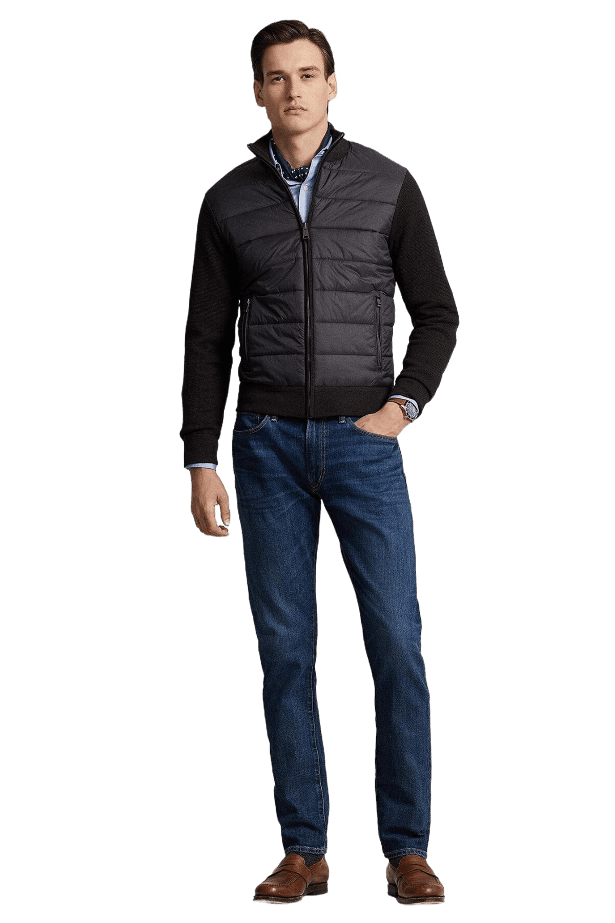 Ralph Lauren Herren-Hybridpullover mit durchgehendem Reißverschluss