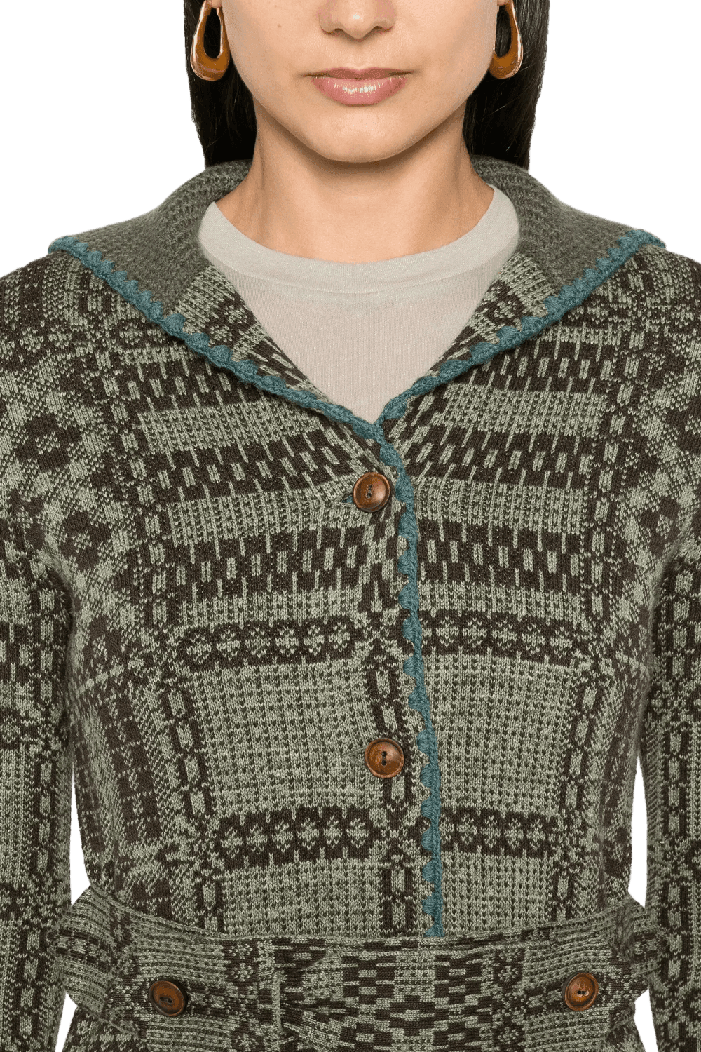 <tc>Ralph Lauren</tc> Cárdigan de jacquard con cinturón para mujer