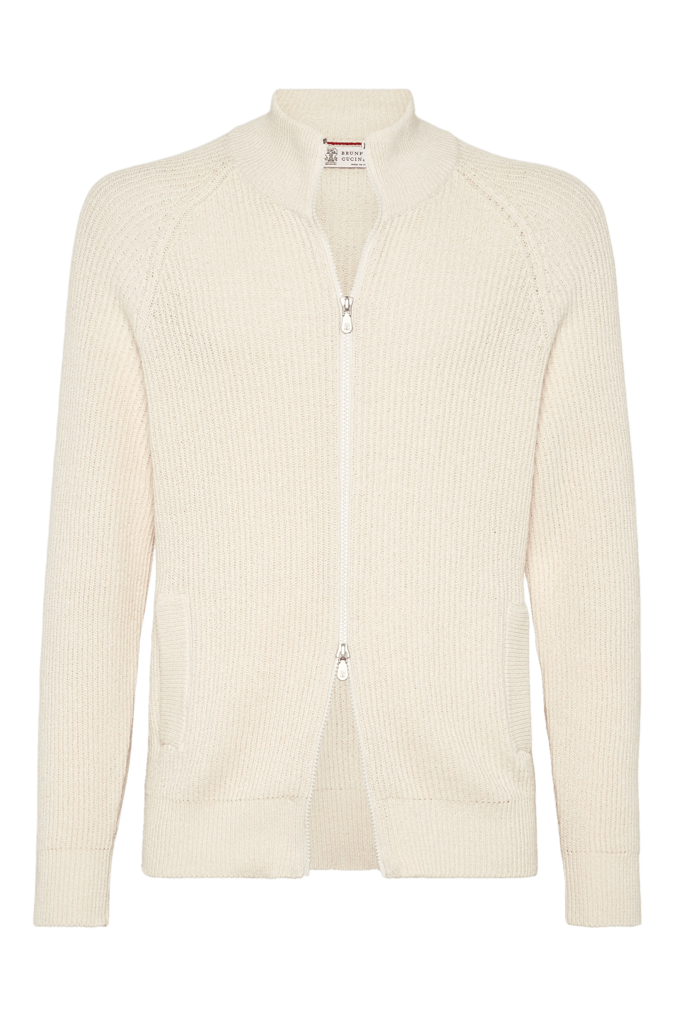 <tc>Brunello Cucinelli</tc> 男士 Malfilé 棉質英式羅紋拉鍊開襟衫