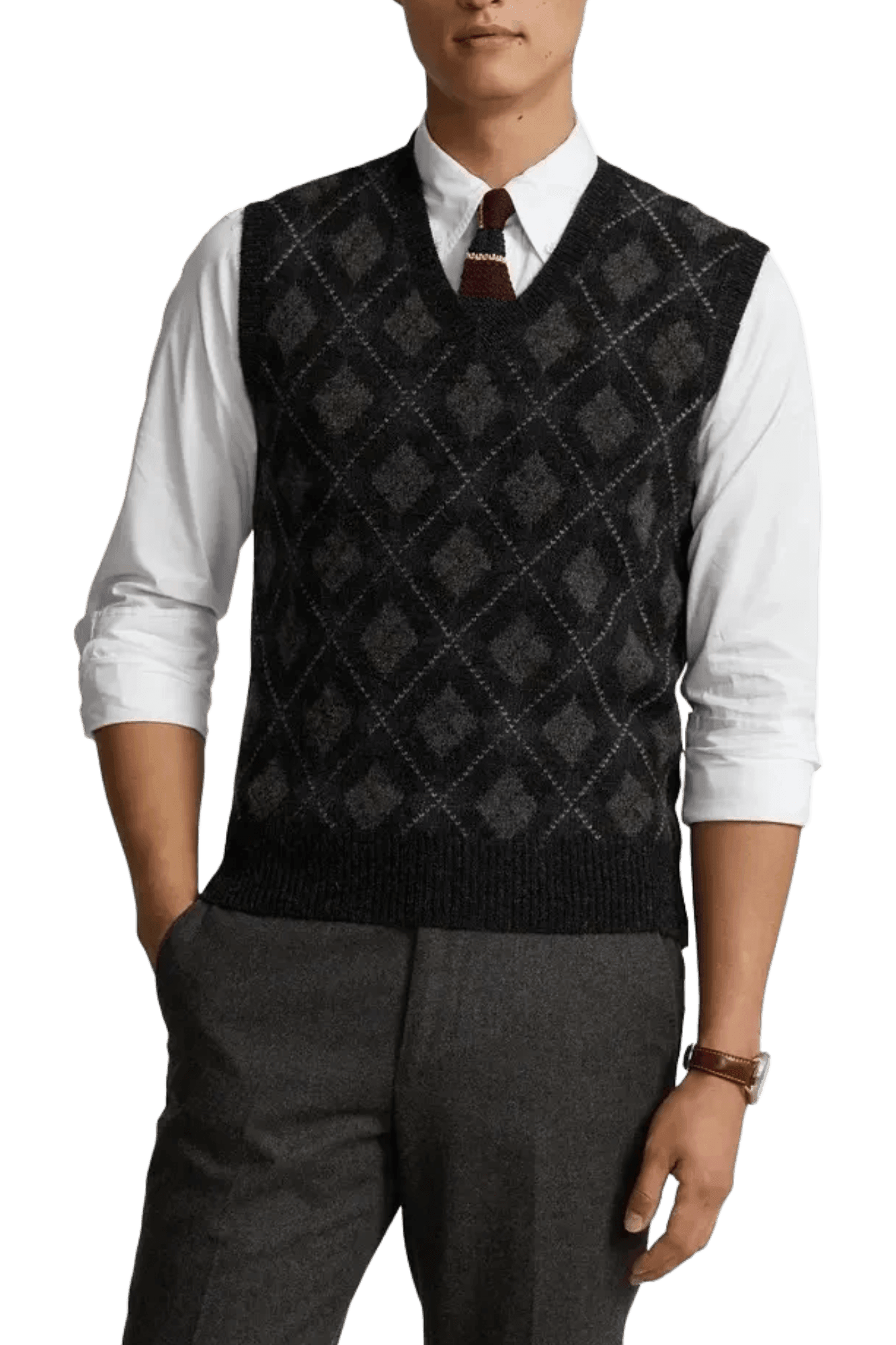<tc>Ralph Lauren</tc> Chaleco de lana con rombos para hombre