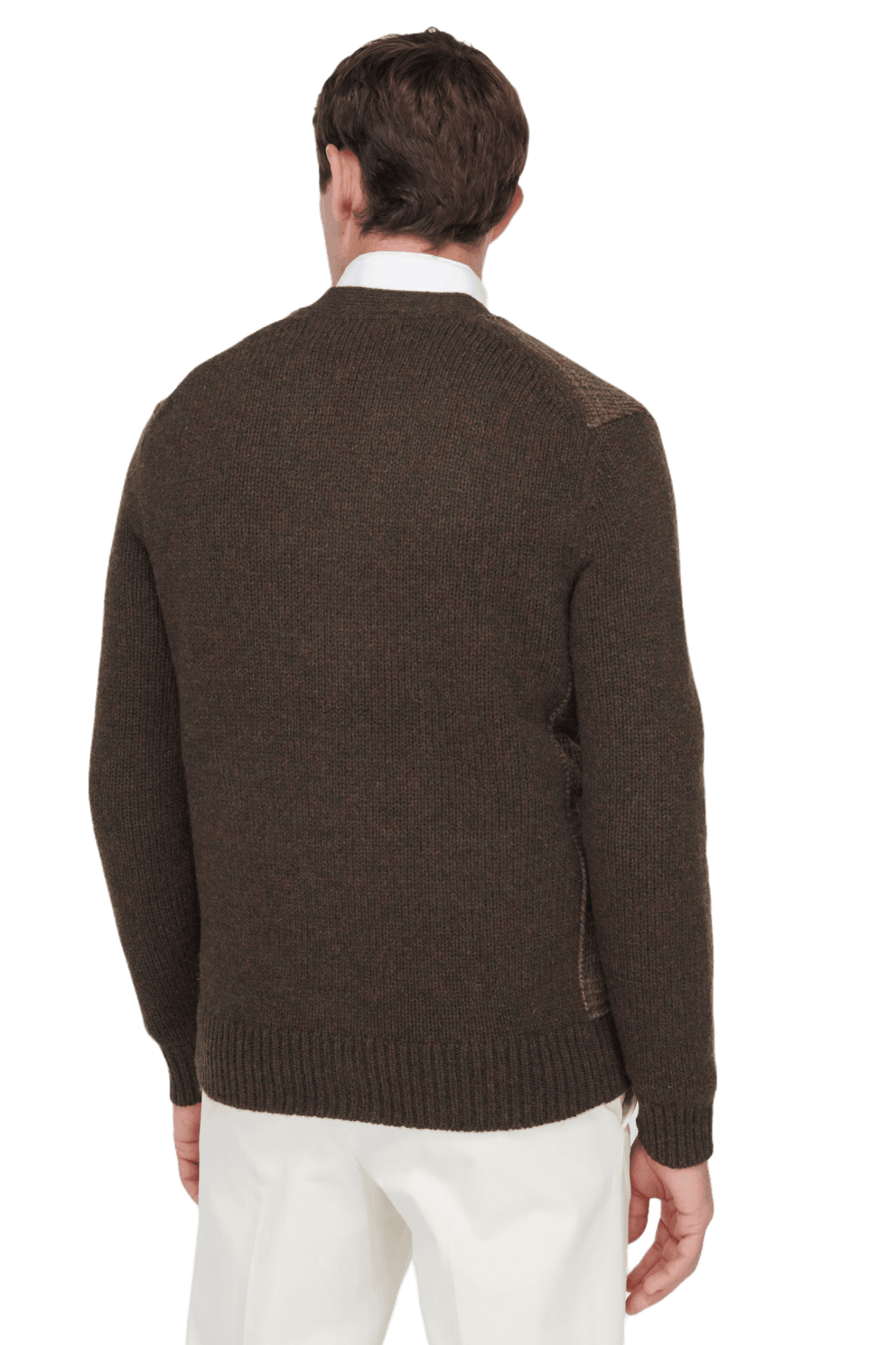 <tc>Ralph Lauren</tc> Cárdigan de lana con paneles de cuadros escoceses Glen para hombre