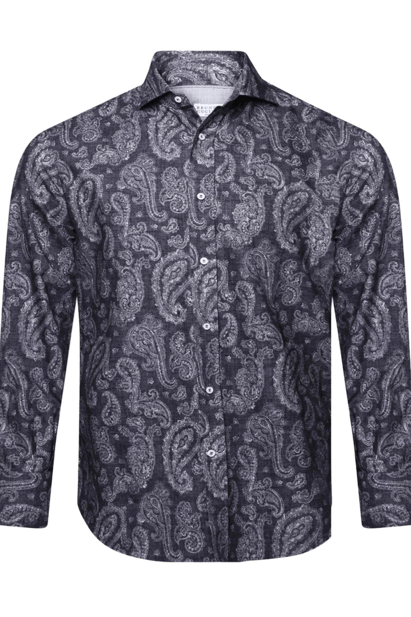 <tc>Brunello Cucinelli</tc> Camisa básica de cachemira para hombre con cuello abotonado