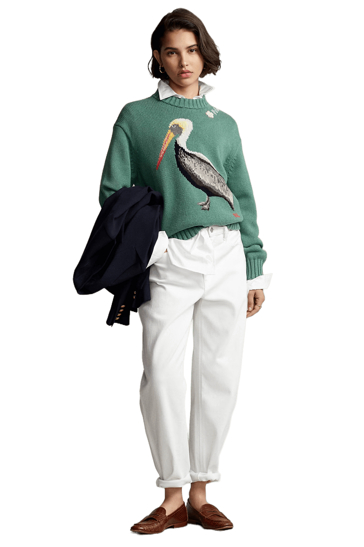 Ralph Lauren 女士鹈鹕提花针织高领套头衫
