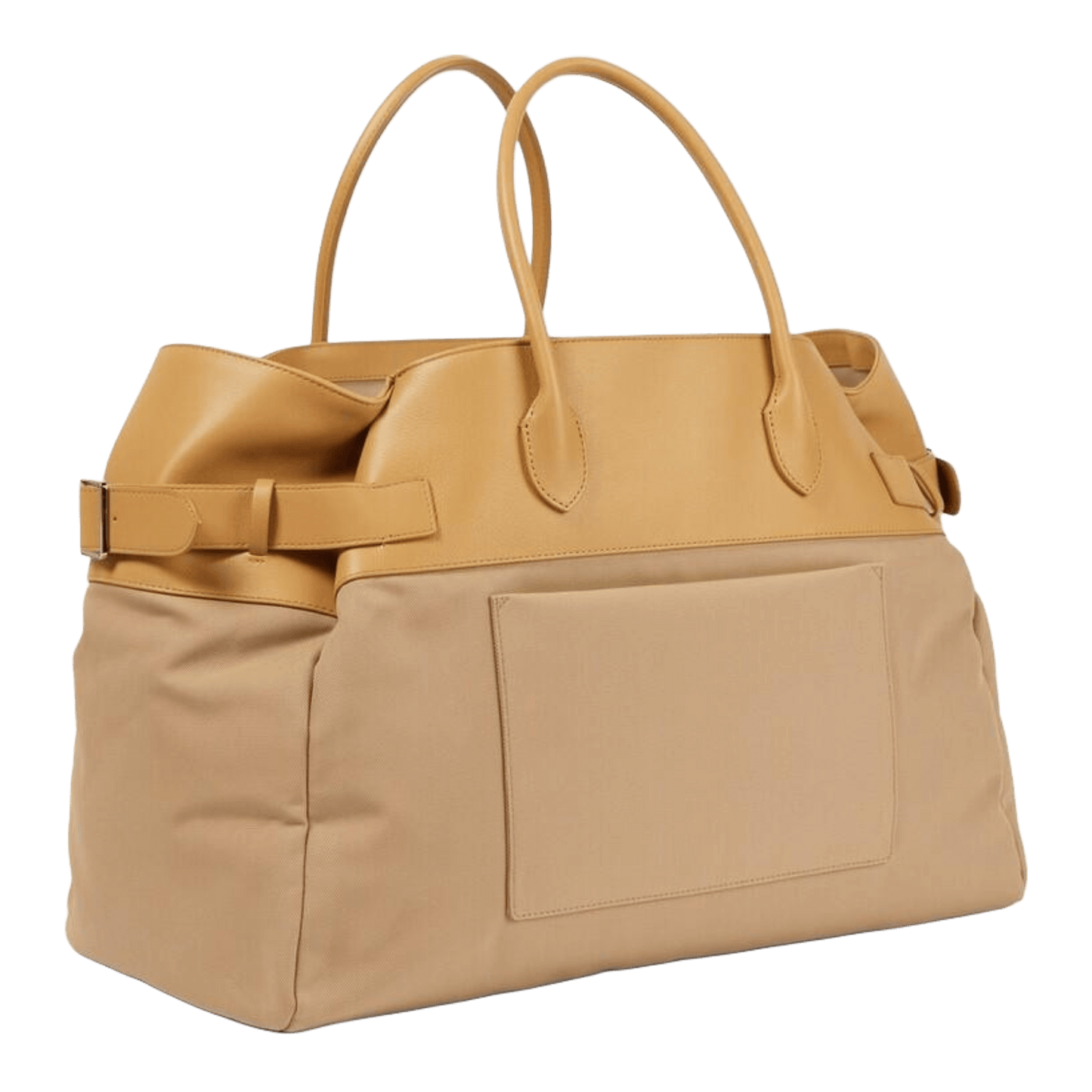 The Row Margaux 17 Inside-Out Buckled Leather Canvas Tote Bag