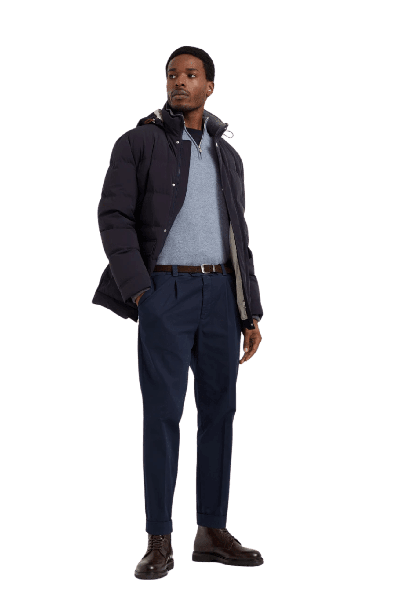 Brunello Cucinelli Men's Bonded Taffeta Down Jacket With Detachable Hood