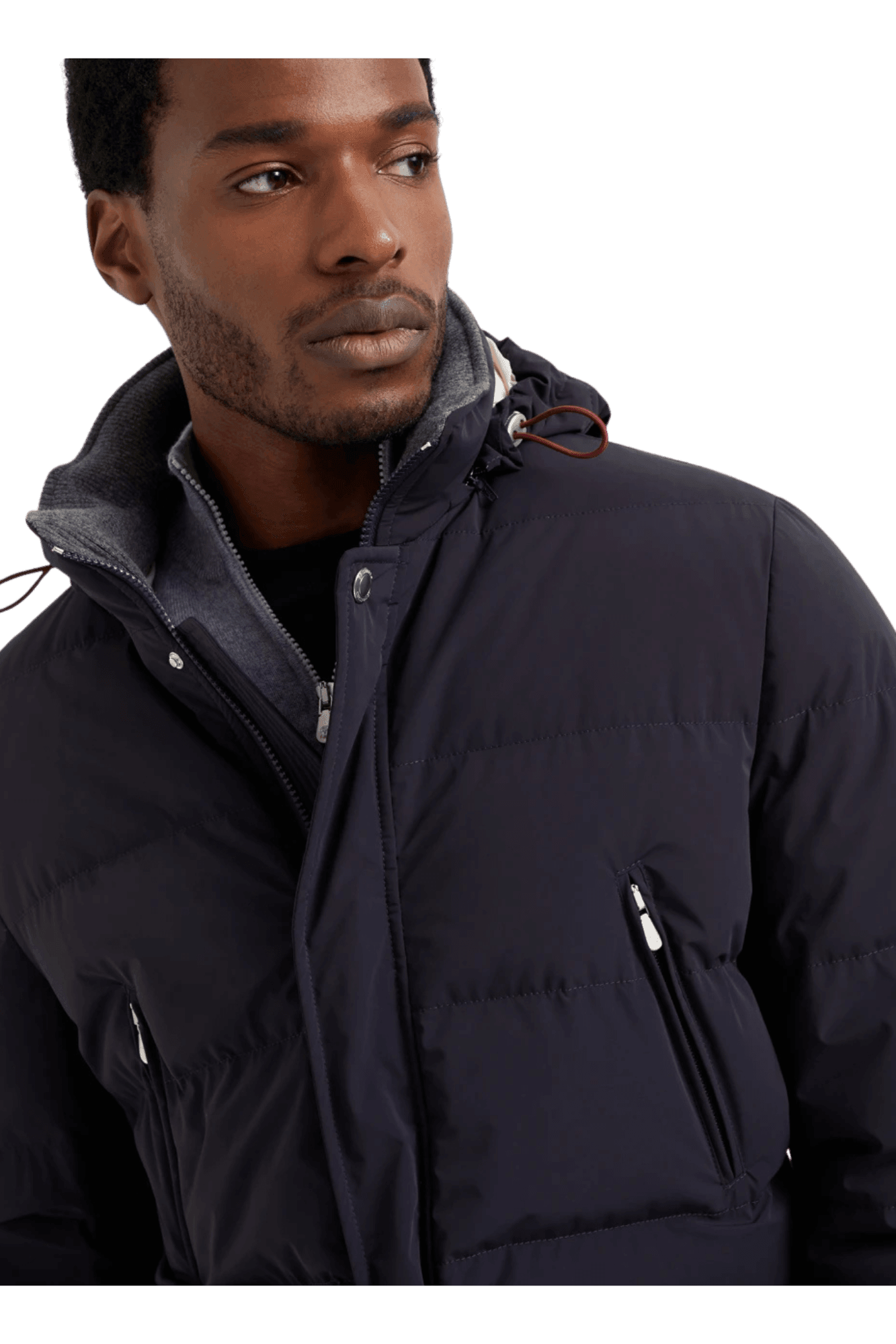 Brunello Cucinelli Men's Bonded Taffeta Down Jacket With Detachable Hood