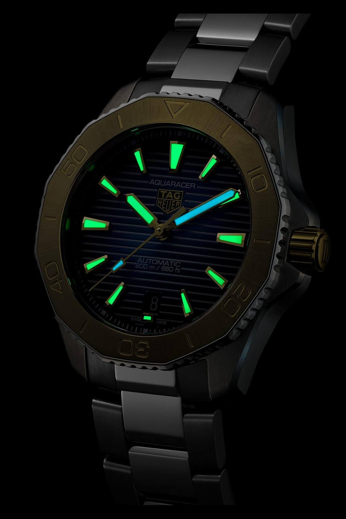 TAG Heuer Aquaracer Professional 200 Date 40mm 18k Gold Blue Dial Men's Watch