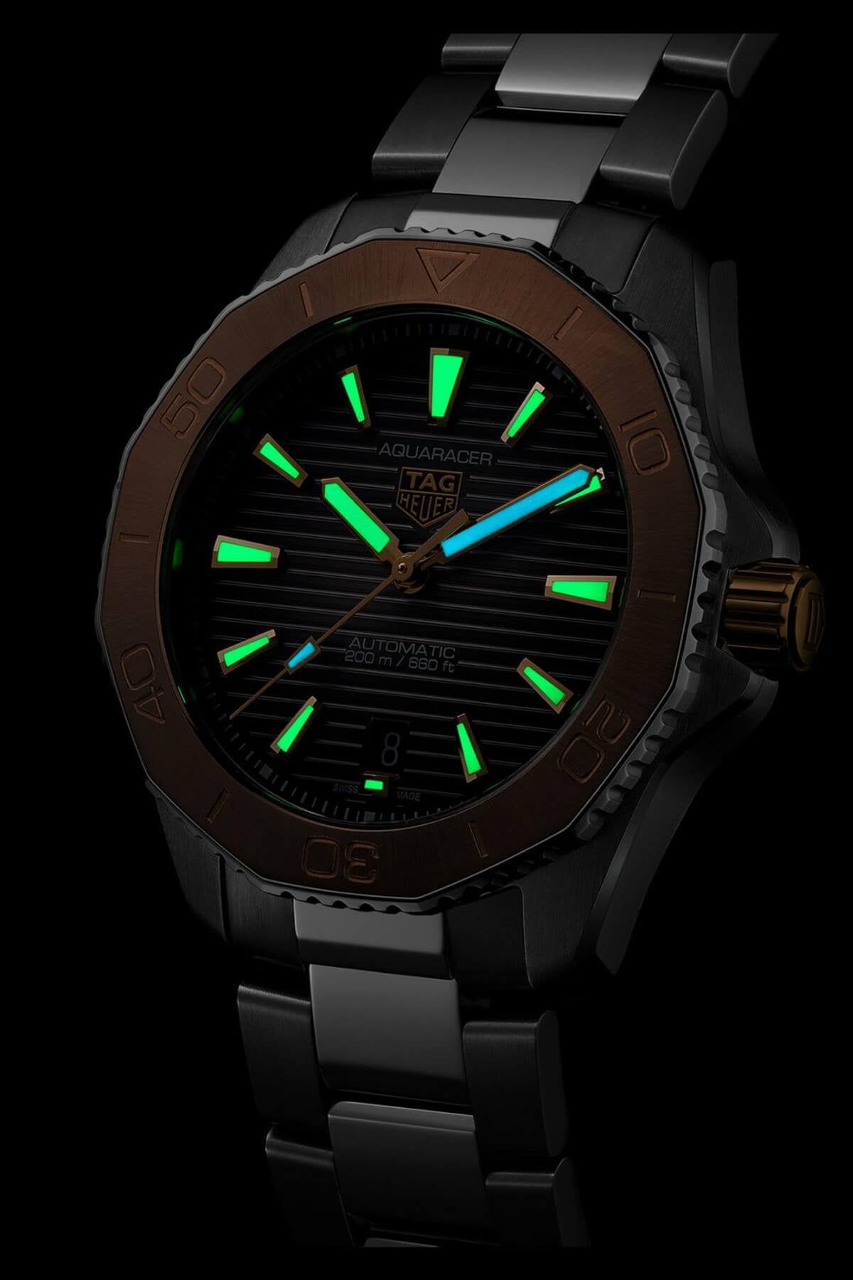 TAG Heuer Aquaracer Professional 200 Date 40mm 18k Rose Gold Black Dial Men's Watch