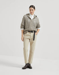Brunello Cucinelli Women's Silk and Linen Dazzling Net Hooded Cardigan