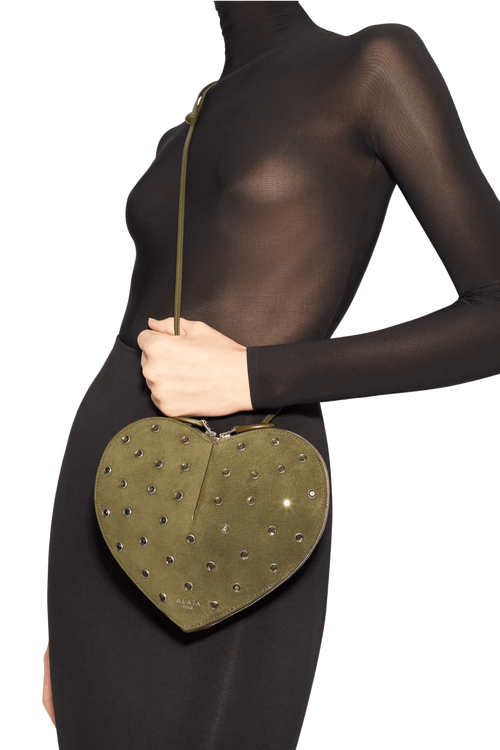 Alaia Le Coeur Bag in Strass Suede Goatskin