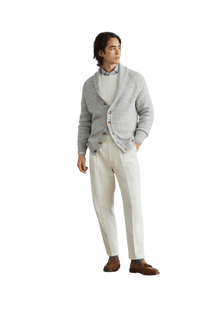 <tc>Brunello Cucinelli</tc> Suéter de cachemira con canalé inglés y mangas raglán para hombre