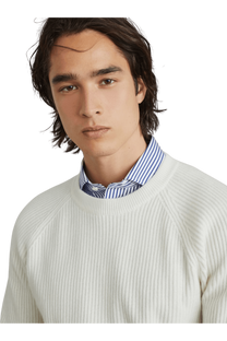 <tc>Brunello Cucinelli</tc> Suéter de cachemira con canalé inglés y mangas raglán para hombre