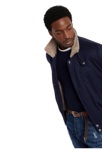 <tc>Brunello Cucinelli</tc> เสื้อสเวตเตอร์ผ้าแคชเมียร์ริบสไตล์อังกฤษสำหรับผู้ชาย