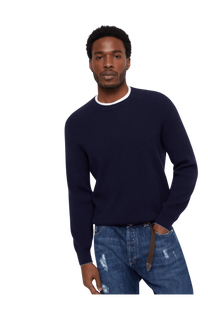 <tc>Brunello Cucinelli</tc> เสื้อสเวตเตอร์ผ้าแคชเมียร์ริบสไตล์อังกฤษสำหรับผู้ชาย