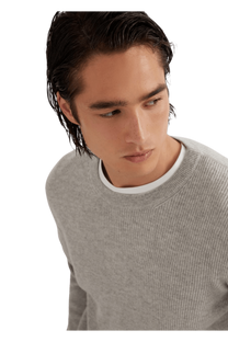<tc>Brunello Cucinelli</tc> เสื้อสเวตเตอร์ผ้าแคชเมียร์ริบสไตล์อังกฤษสำหรับผู้ชาย