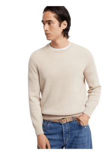 <tc>Brunello Cucinelli</tc> เสื้อสเวตเตอร์ผ้าแคชเมียร์ริบสไตล์อังกฤษสำหรับผู้ชาย