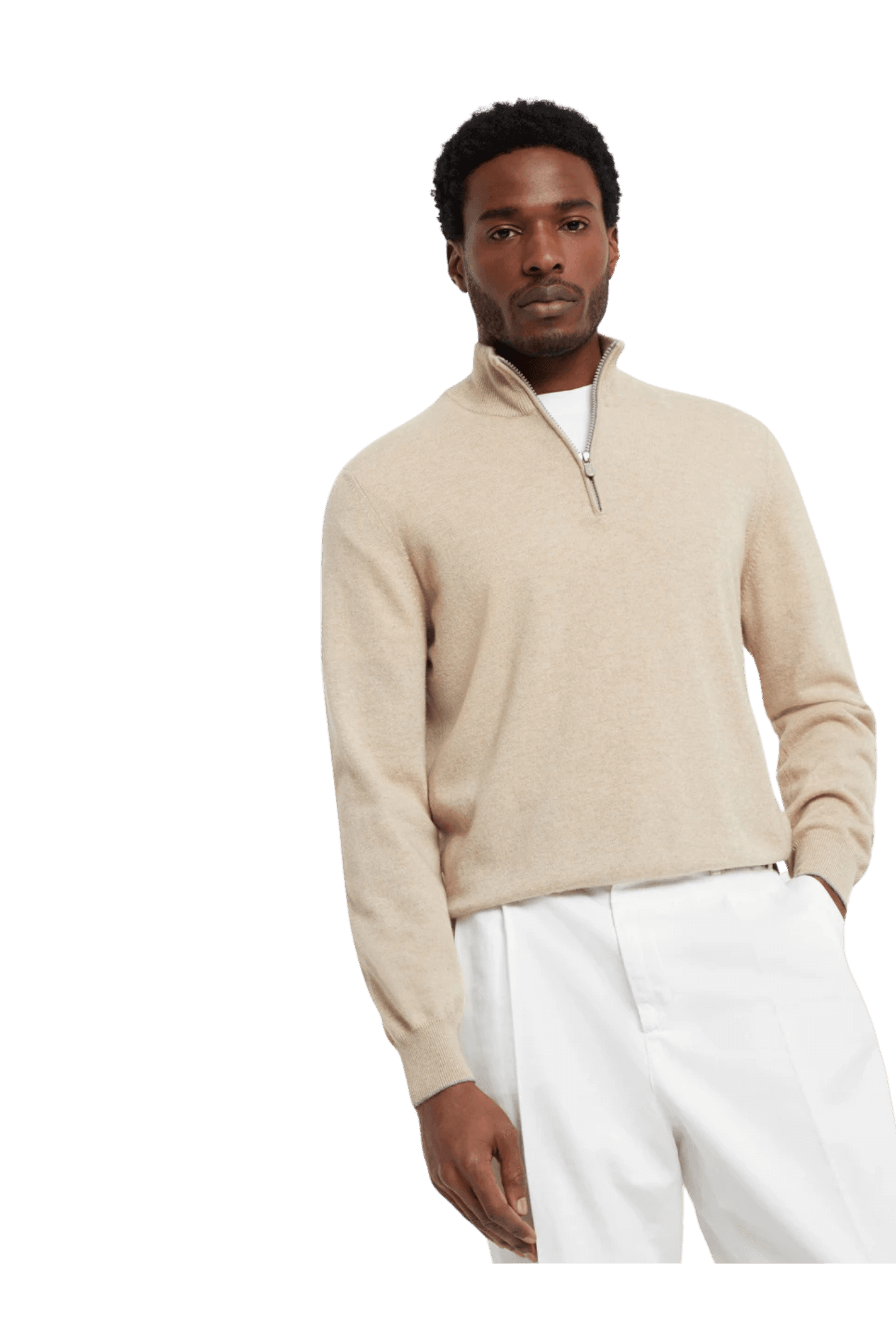Brunello Cucinelli Men's Cashmere Turtleneck Sweater With Zipper
