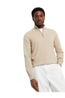 Brunello Cucinelli Men's Cashmere Turtleneck Sweater With Zipper