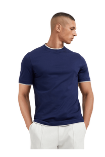 Brunello Cucinelli Men's Cotton Jersey Crew Neck T-shirt With Faux-layering