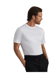 <tc>Brunello Cucinelli</tc> เสื้อยืดคอกลมผ้าเจอร์ซีย์คอตตอนสำหรับผู้ชายพร้อมโลโก้